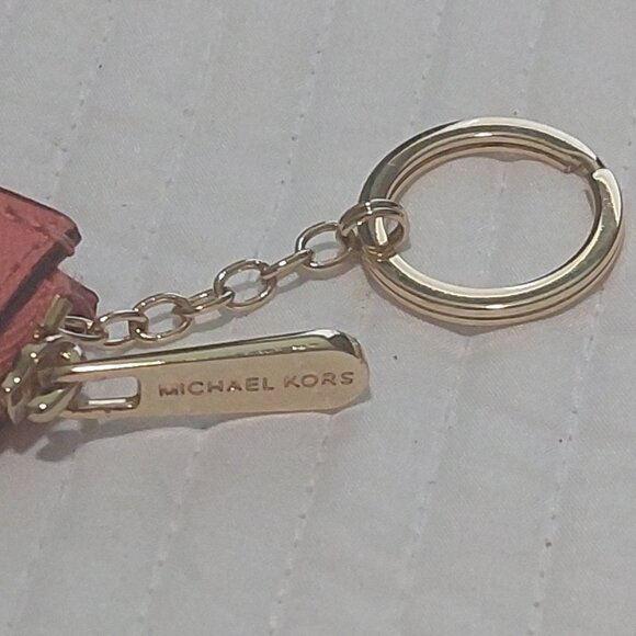 NWOT Michael Kors Orange Small Top Zip Coin Pouch w/ID Keychain Cardholder - Picture 3 of 10